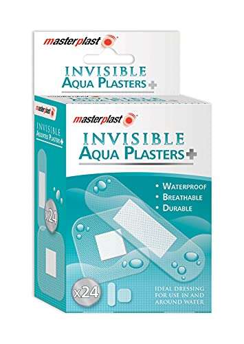Masterplast Invisible Assorted Aqua Plasters, Flexible, Durable, (Pack Of 24), Clear - £1.35 - £1.28 S&S