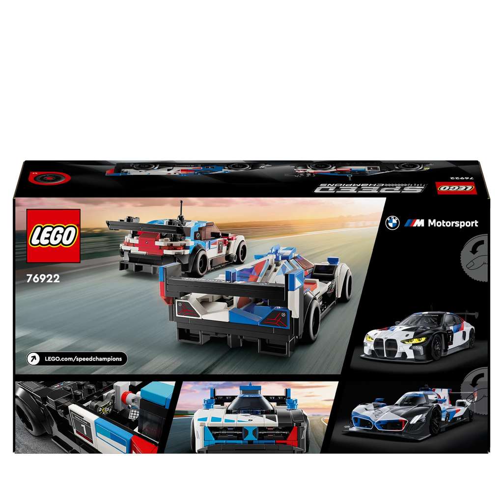 LEGO Speed Champions BMW M4 GT3 & BMW M Hybrid V8 Race Car Toys Buildable Model Vehicles with 2 Driver Minifigures, 76922 with voucher